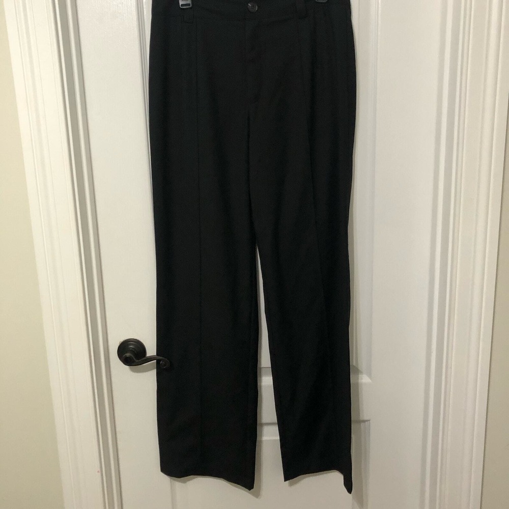 COMMENSE Black Wide Leg High Waisted Front Seam Dress Pants Trousers Size Large‎